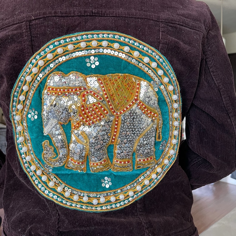 Elephant Patch Brown Corduroy Jacket - image 7